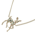 Chanel Bambi Pearl Necklace Stone Pendant Chain Gold