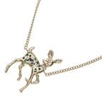 Chanel Bambi Pearl Necklace Stone Pendant Chain Gold