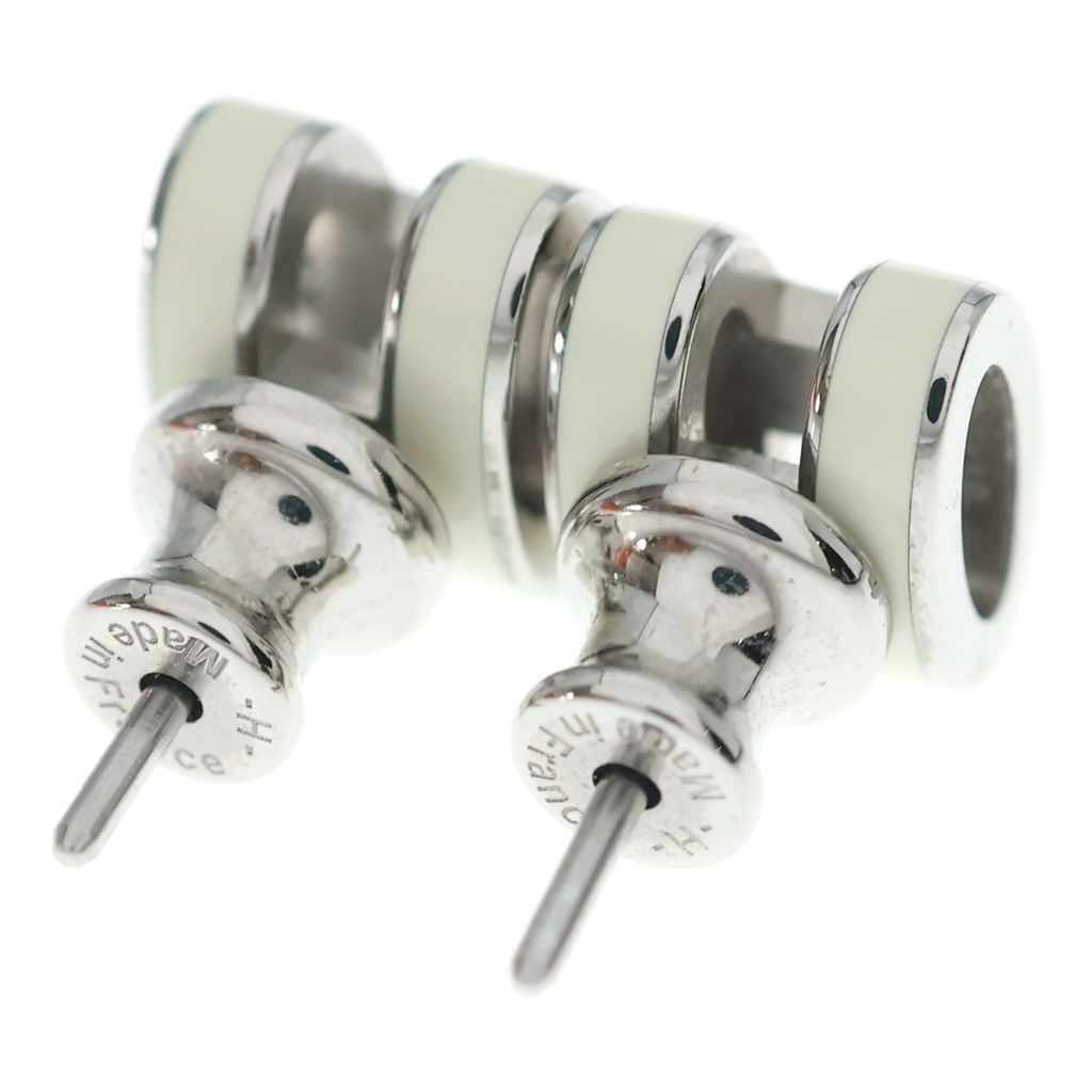 Hermes Mini Pop H Earrings White Silver — view 2
