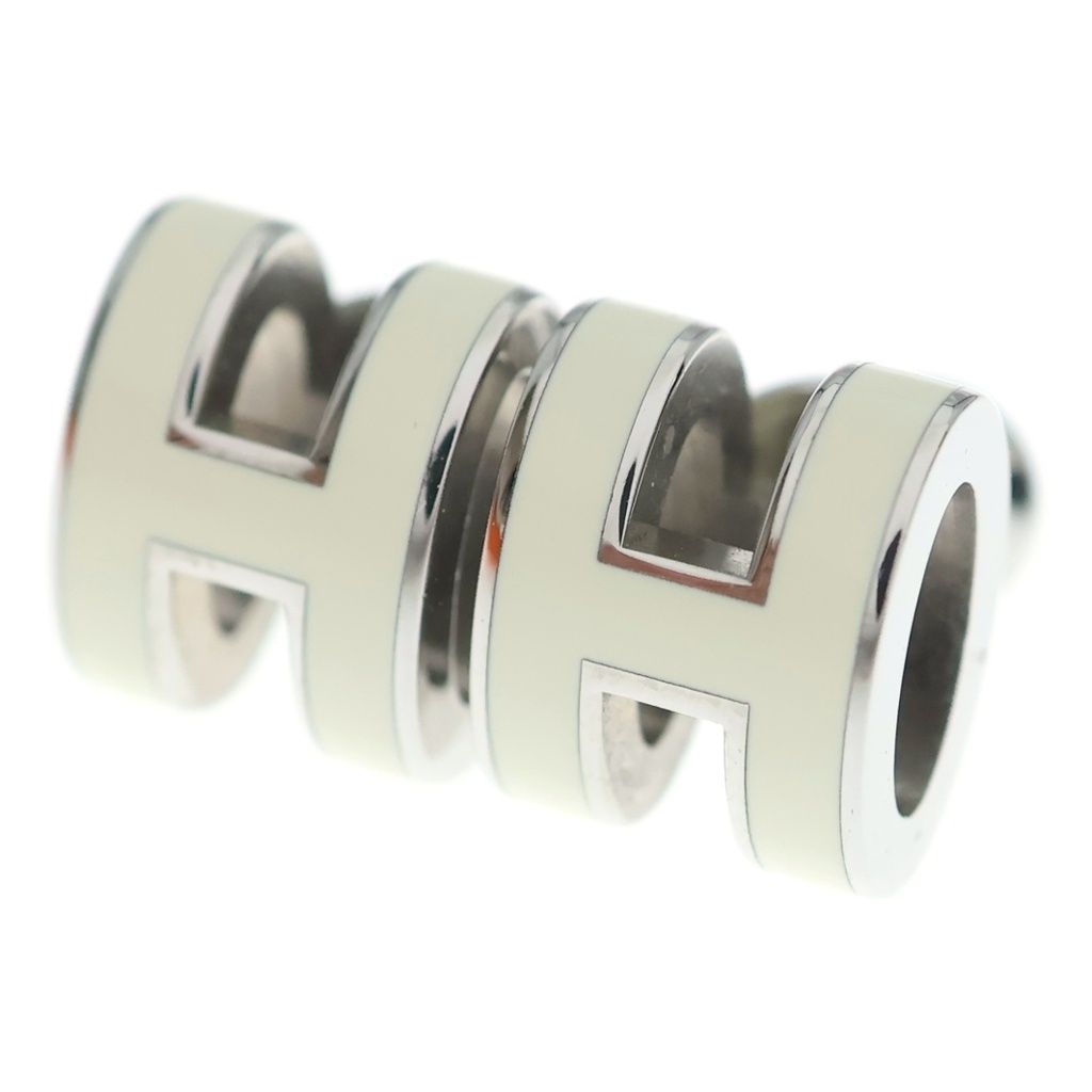 Hermes Mini Pop H Earrings White Silver