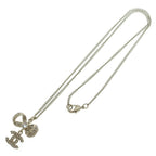 Chanel CC Logo Rhinestone Ribbon Pendant Chain Gold Necklace — view 2