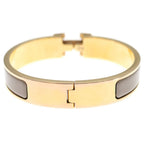 Hermes Clic H Brown Glasse Bangle Bracelet Beige Gold — view 2
