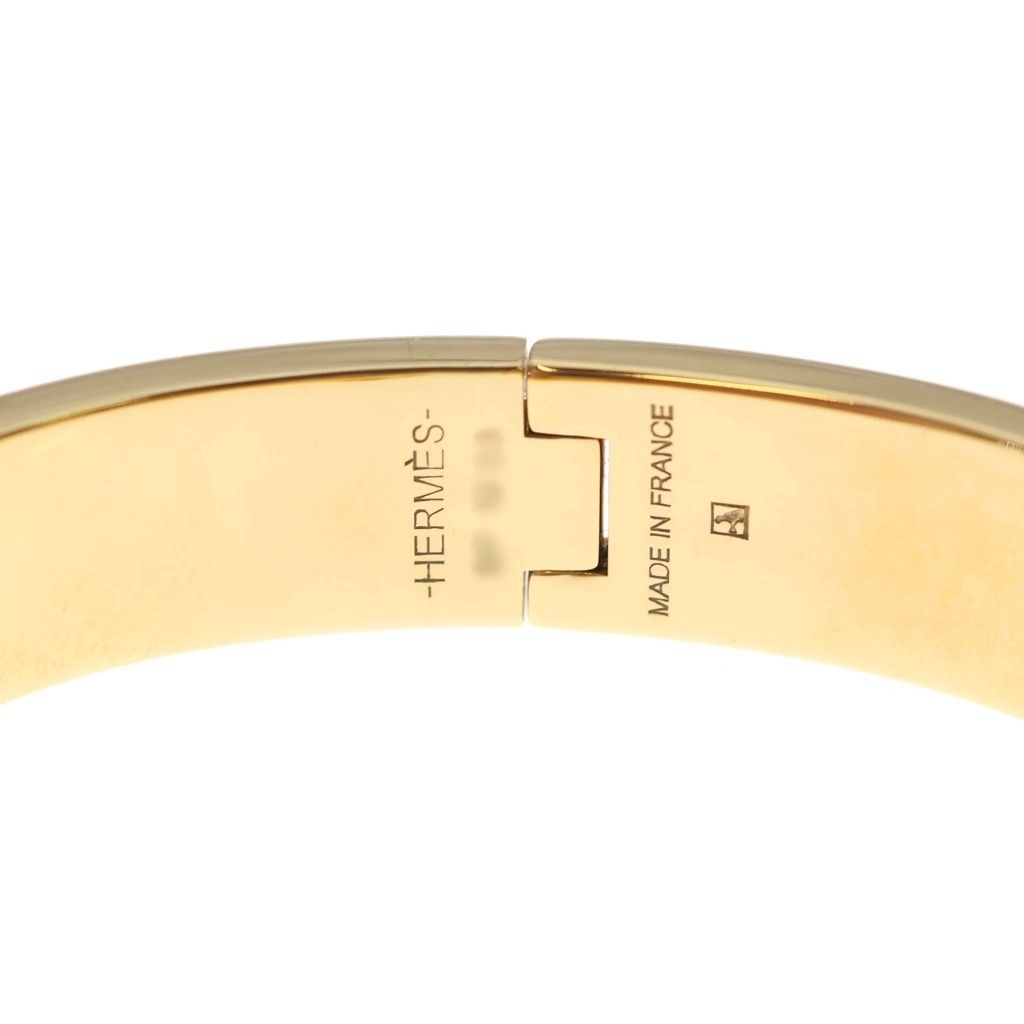 Hermes Clic H Brown Glasse Bangle Bracelet Beige Gold — view 5