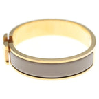 Hermes Clic H Brown Glasse Bangle Bracelet Beige Gold — view 4