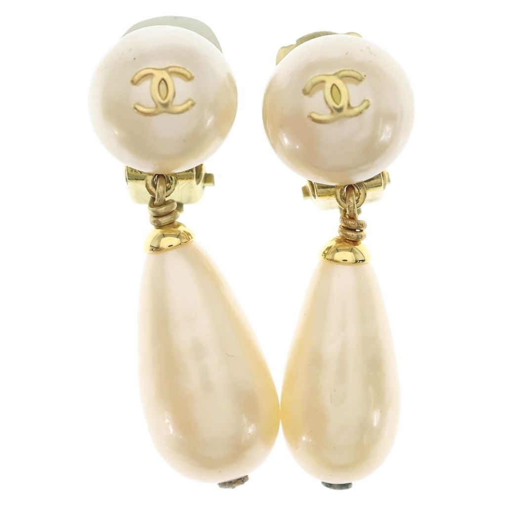 Chanel Swing Pearl Earrings Ivory Gold