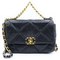 Chanel 19 Quilted CC Logo Shinylambskin 2-Way Chain Shoulder Bag