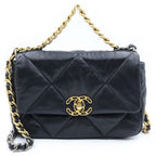 Chanel 19 Quilted CC Logo Shinylambskin 2-Way Chain Shoulder Bag