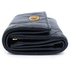 Dior Caro Macro Cannage Crystal Wallet Trifold Black Leather Gold — view 3