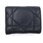 Dior Caro Macro Cannage Crystal Wallet Trifold Black Leather Gold — view 2