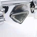 Prada Triangle Logo 2-Way Shoulder Bag Silver Patent Leather — view 6