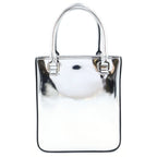 Prada Triangle Logo 2-Way Shoulder Bag Silver Patent Leather — view 2