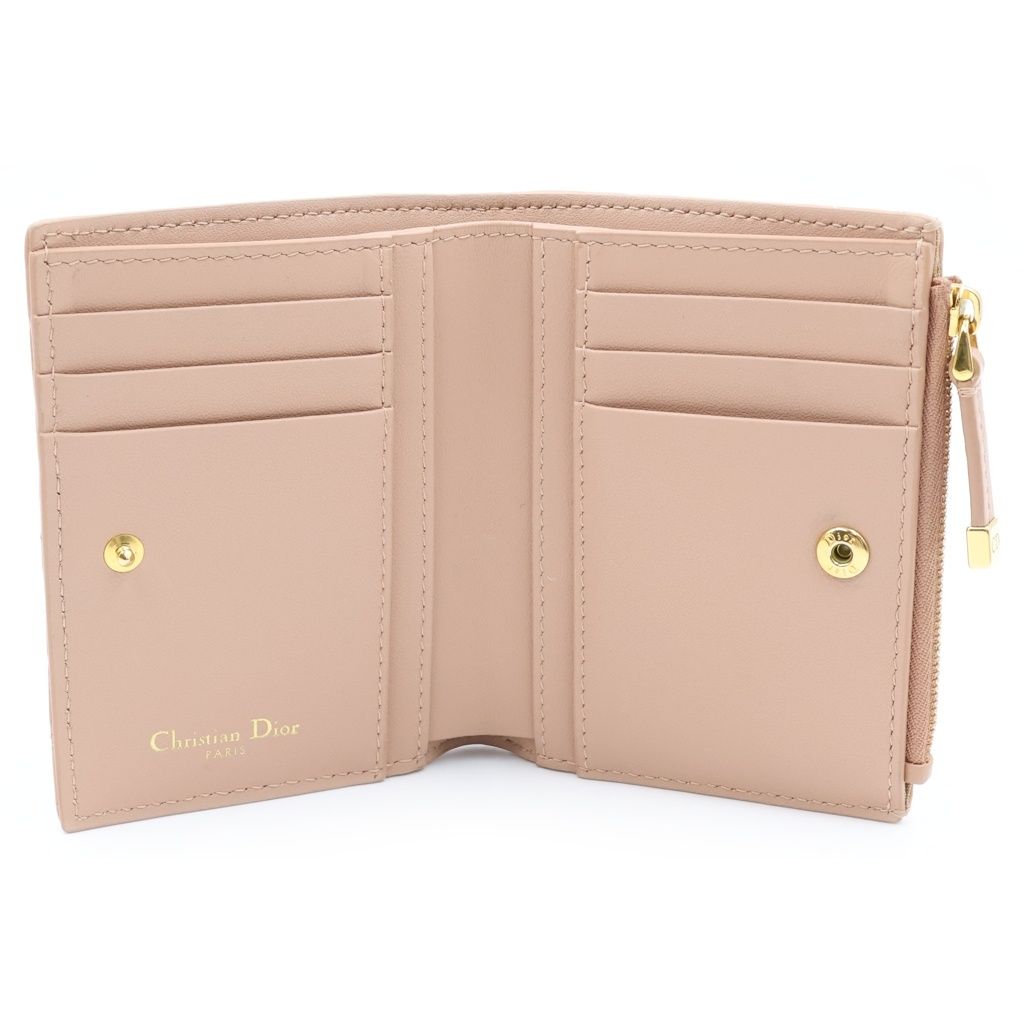 Dior Dahlia Compact Wallet Bifold Beige Leather Gold — view 4