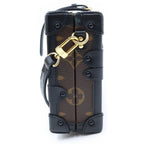 Louis Vuitton Monogram Petite Shoulder Bag Trunk Brown Black Leather — view 3