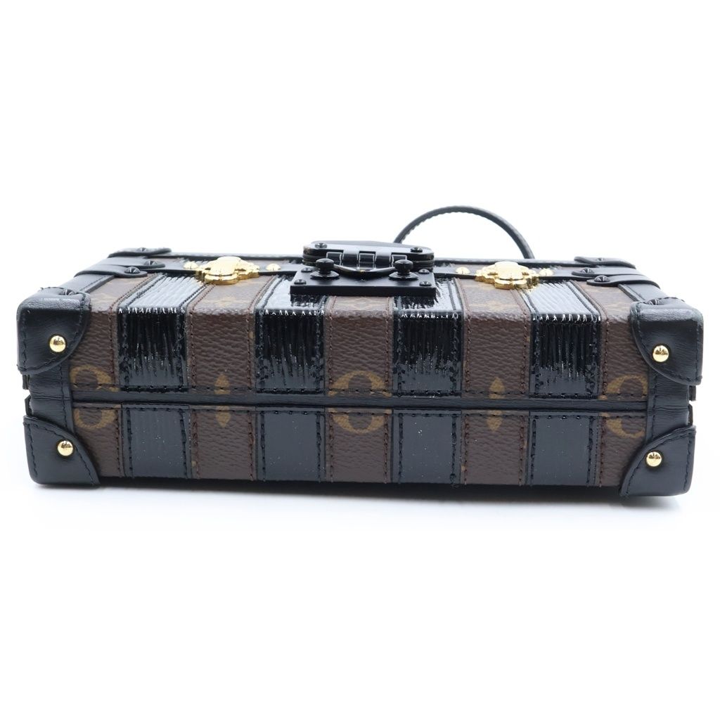 Louis Vuitton Monogram Petite Shoulder Bag Trunk Brown Black Leather — view 4