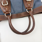 Prada Logo Jacquard Buckle 2-Way Shoulder Bag Canvas Leather Blue Brown Silver — view 8