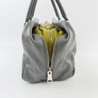 Prada Inside Soft Calfskin 2-Way Shoulder Bag Leather Gray Lime Green Silver — view 6