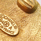 Chanel Earrings Vintage CC Logo Round Circle Gold Plated Black — view 7