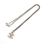 Chanel Necklace CC Logo Metal Rhinestone Silver — view 3
