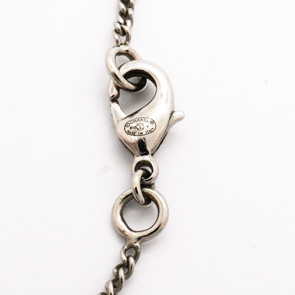 Chanel Necklace CC Logo Metal Rhinestone Silver — view 5