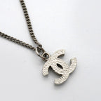 Chanel Necklace CC Logo Metal Rhinestone Silver — view 2