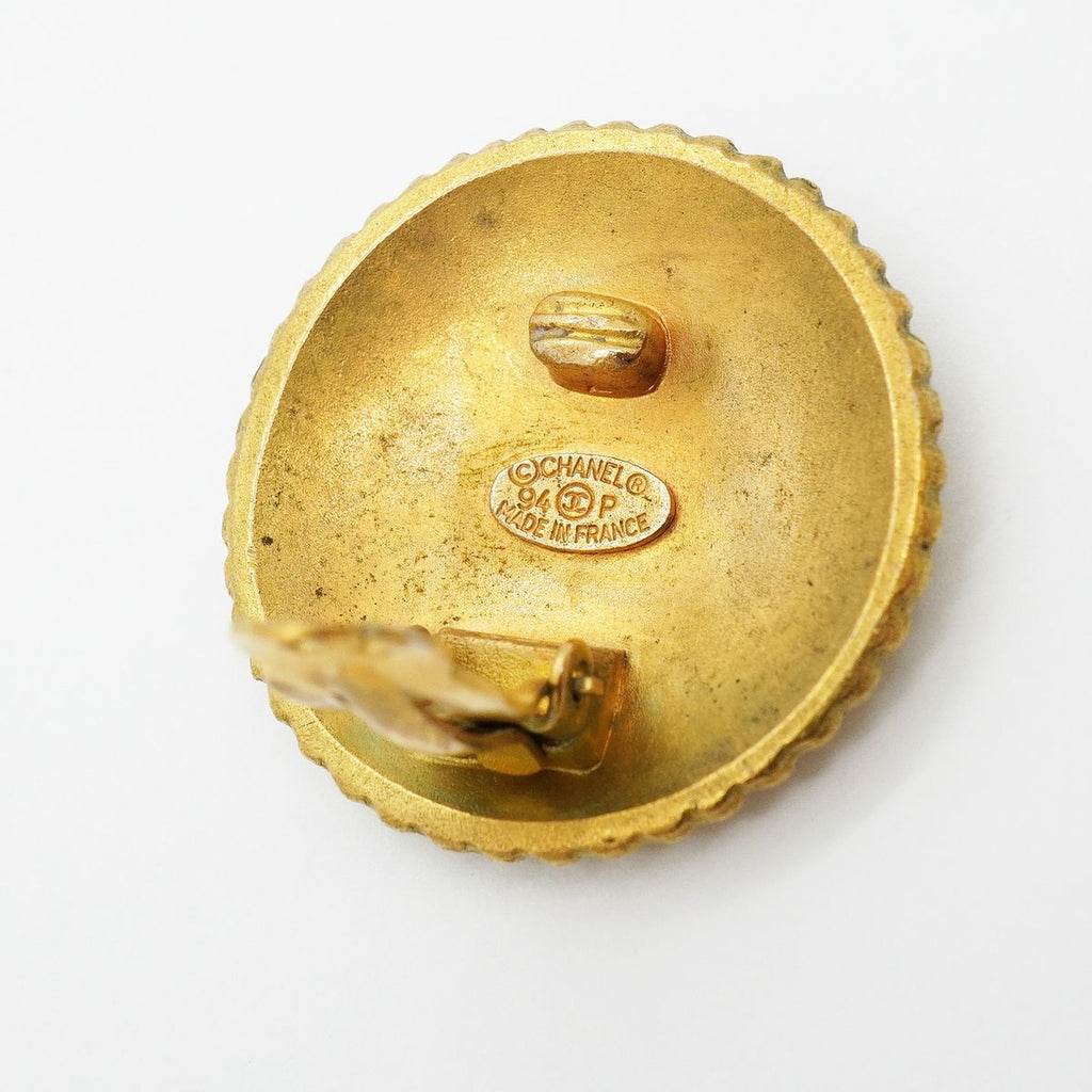 Chanel Earrings Vintage Logo Gold Plated — view 4