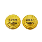 Chanel Earrings Vintage Logo Gold Plated