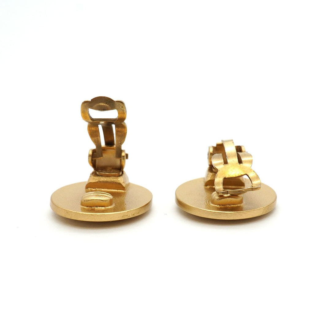 Chanel Earrings CC Logo Round Circle Gold Plated Color Stone — view 3