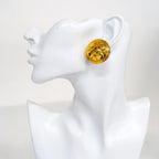 Chanel Earrings Vintage CC Logo Quilted Round Circle Gold Plated — view 5