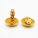 Chanel Earrings Vintage CC Logo Quilted Round Circle Gold Plated — view 3