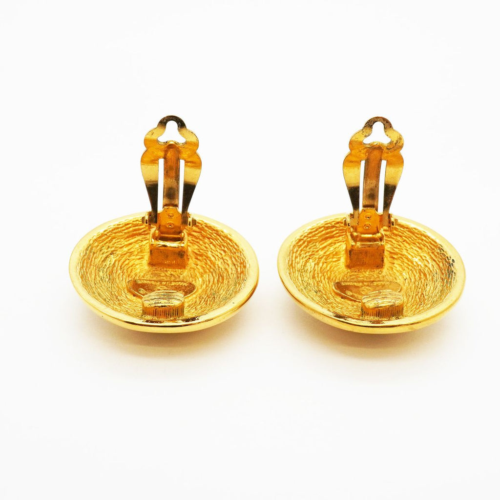 Chanel Earrings Vintage CC Logo Quilted Round Circle Gold Plated — view 6
