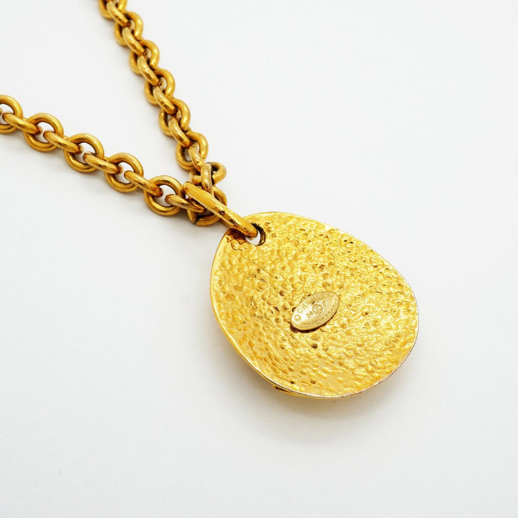Chanel Necklace Vintage CC Logo Quilted Gold Plated — view 2