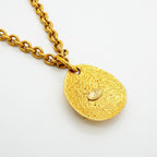 Chanel Necklace Vintage CC Logo Quilted Gold Plated — view 2