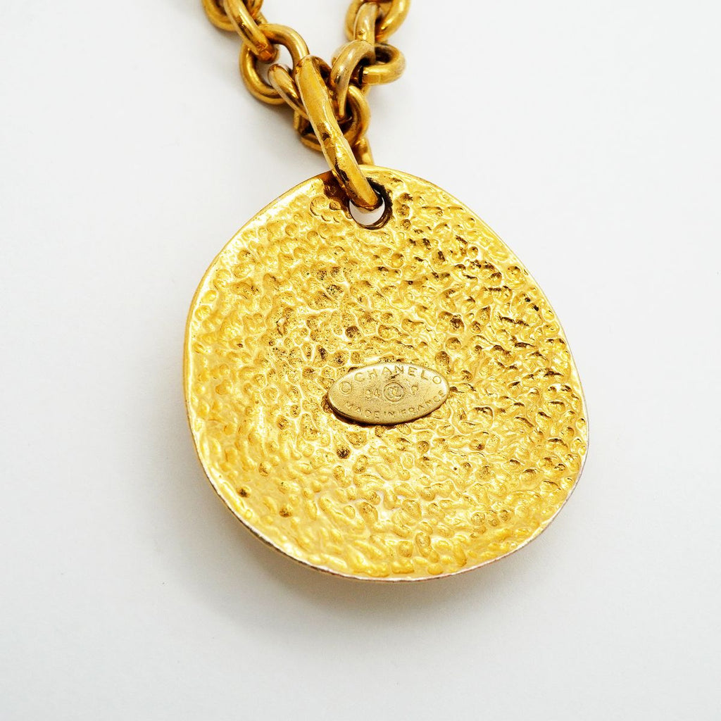 Chanel Necklace Vintage CC Logo Quilted Gold Plated — view 5