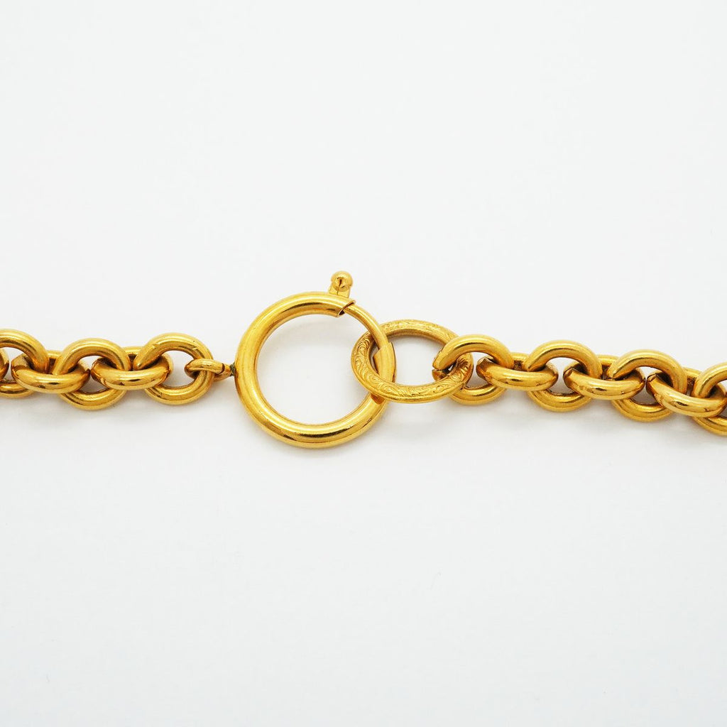 Chanel Necklace Vintage CC Logo Quilted Gold Plated — view 4