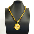 Chanel Necklace Vintage CC Logo Quilted Gold Plated — view 6