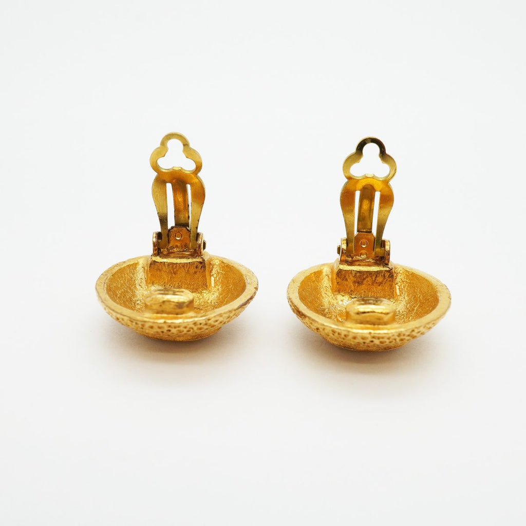 Chanel Earrings Vintage CC Logo Round Circle Gold Plated — view 6