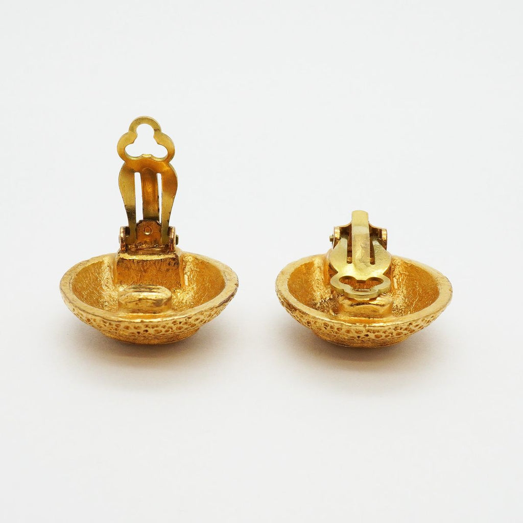 Chanel Earrings Vintage CC Logo Round Circle Gold Plated — view 3