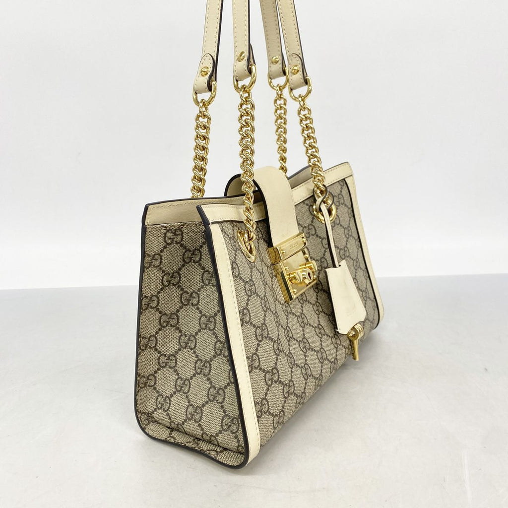 Gucci Tote Padlock GG Small Brown White Gold — view 2