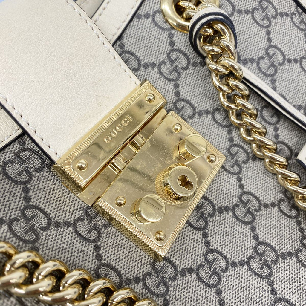 Gucci Tote Padlock GG Small Brown White Gold — view 8