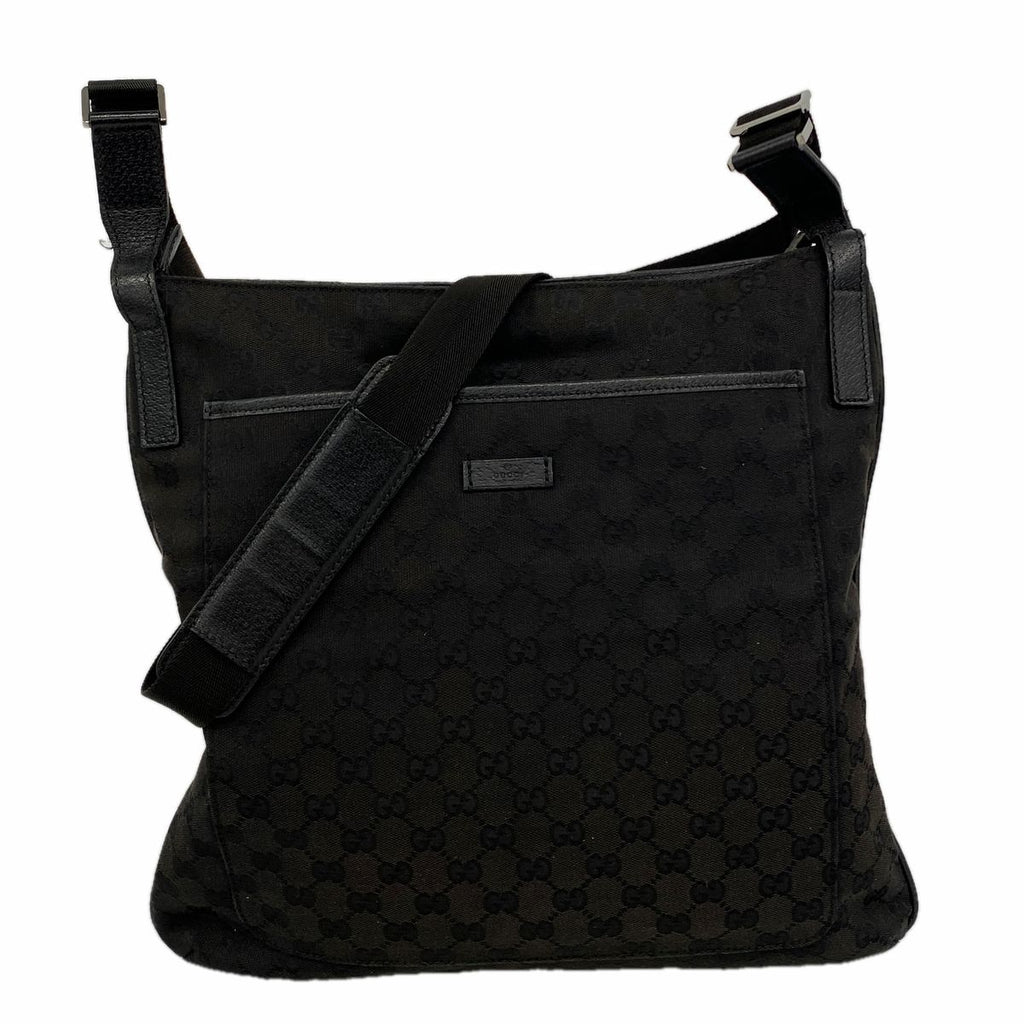 Gucci Shoulder Bag GG Canvas Black Silver