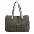 Chanel Tote New Travel Nylon Brown Black Silver
