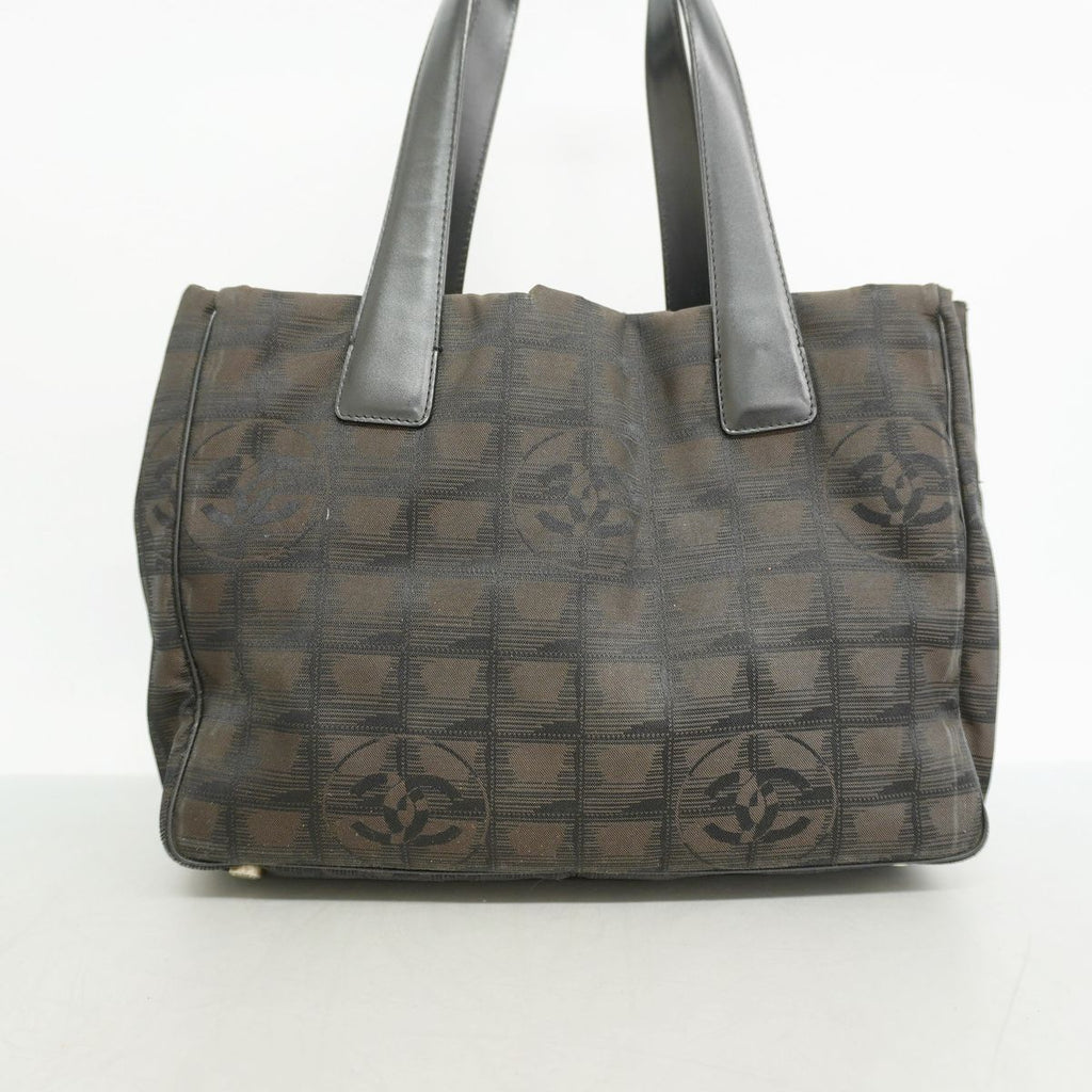Chanel Tote New Travel Nylon Brown Black Silver — view 8