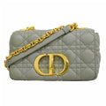 Dior Shoulder Bag Cannage Caro Leather Gray Gold