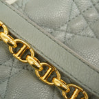 Dior Shoulder Bag Cannage Caro Leather Gray Gold — view 8