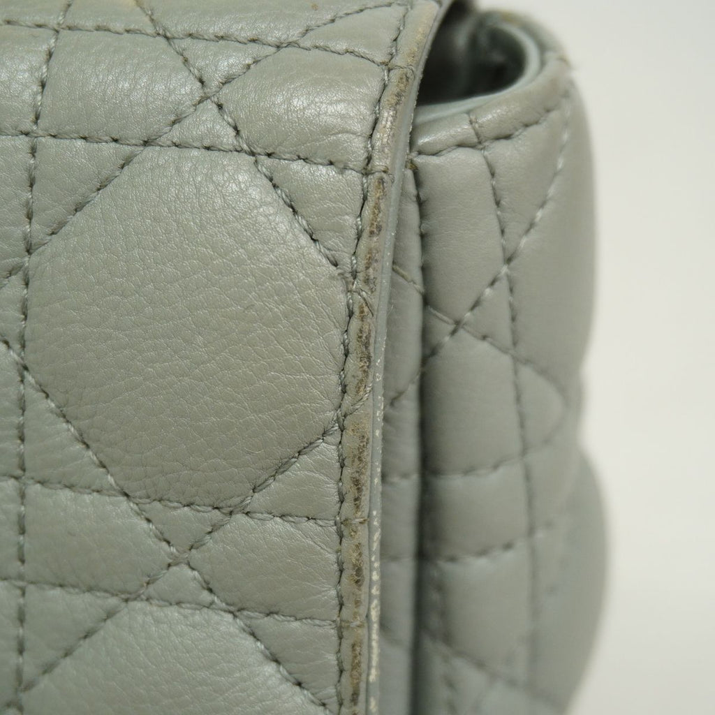 Dior Shoulder Bag Cannage Caro Leather Gray Gold — view 7
