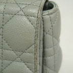 Dior Shoulder Bag Cannage Caro Leather Gray Gold — view 7