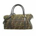 Fendi Handbag Zucca Canvas Brown Gold 2-Way Bag