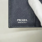 Prada Trifold Wallet Saffiano Leather Navy Silver — view 4