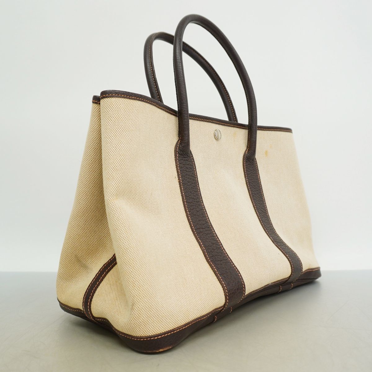 Hermes Tote Garden Party PM Toile H Natural Brown Silver — view 2