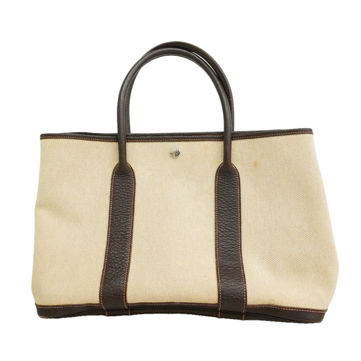 Hermes Tote Garden Party PM Toile H Natural Brown Silver